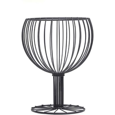 367A Corbeille à fruits et légumes comme coupe à vin Artisanat géométrique en fer creux pour la maison 7 Inches gray