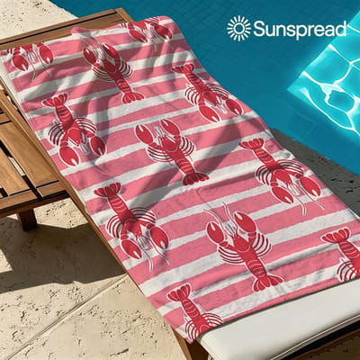 Nautische Kreeft Strepen Roze Sneldrogende Badhanddoek Microvezel strandhanddoek lichtgewicht zwemmen kamperen yoga strand uit 60x120cm