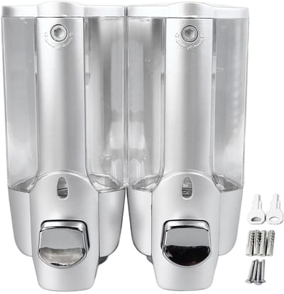 Allecto - Muurbevestigde Zeepdispenser Set - Ruimtebesparend - Handig - Shampoo Dispenser - Douchegel Dispenser - Geschikt voor Badkamer - Kleur Tr...