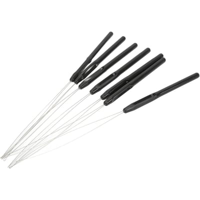 Lot de 7 aiguilles pour extensions de cheveux, légères et pratiques à utiliser, outils d'extension de cheveux en plastique black