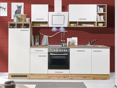 Goedkope keuken 280  cm - complete keuken met apparatuur Hilde  - Wild eiken/Wit   - keramische kookplaat - vaatwasser - afzuigkap - oven    - spoelbak