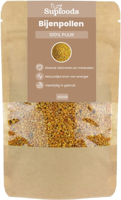 Bijenpollen 100% Puur - 100 gram - Bevat Vitamines, Mineralen en Antioxidanten - Bijenpollen zijn Ideaal bij Smoothies en Yoghurt - Bee Pollen Stuifmeelkorrels