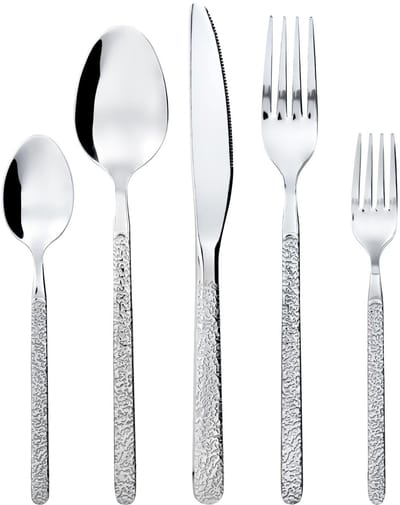 OmGoods - Dailygoody - Bestekset - 30-delige set - Roestvrij staal - Vaatwasmachinebestendig - Eetbestek - Geschikt voor 6 personen - Textuurdesign