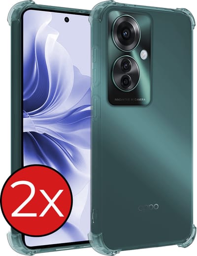 Hoesje - 2 Stuks - Geschikt voor OPPO Reno 11F - Sterk & Shockproof - Back Cover - Siliconen Case - Telefoon Hoes Shock Proof - Telefoonhoes - Transparant