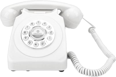 Audio Gastenboek Telefoon - Spraakberichten Opnemen - Feestelijke Herinneringen - Stijlvol Vintage Design - 8GB Opslag - Wit