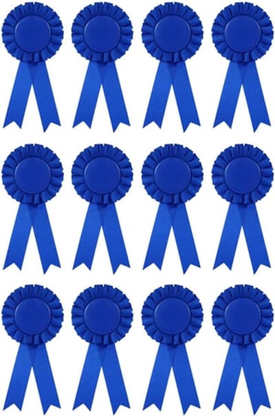 12 Stuks Lege Prijsrozetten voor Winnaars, Medailles voor Verjaardagen, Feesten en Sportevenementen (Blauw)