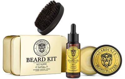 Guardenza Baardset Gold edition - Baardverzorgingset - Cadeauset voor mannen - Baardolie - Baardboter - Baardborstel - geschenkset mannen verjaardag