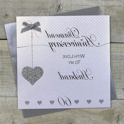 Handgemaakte Kaart - Verjaardagskaart Jubileum - Speciale Wensen - Met Glitter Diamanten - 16x16cm - Wit