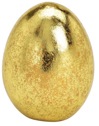 Wurm Paasei - goud - keramiek - 8 x 9 cm - decoratie ei - pasen