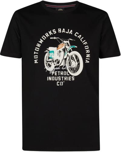 Petrol Industries - Heren T-shirt met print Fumarola - Zwart - Maat M