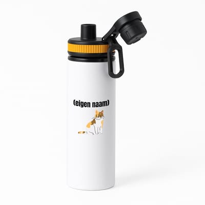 Hacebo® - kat met eigen naam waterfles met draaidop oranje - Katten - katten liefhebbers - iemand die houdt van katten - verjaardag - cadeau - kado - water fles - 850ML