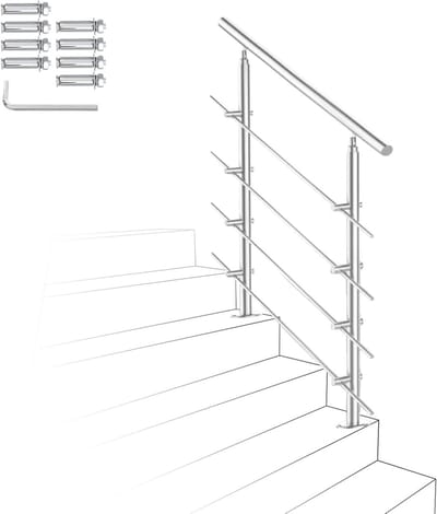 Trapleuning - Steunreling Balustrade - Veilig Trap Lopen - Verstelbare Hoek - 80 cm - Zilver
