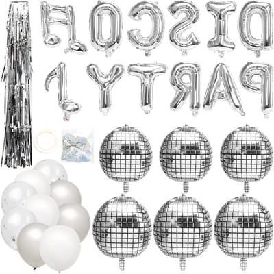 Decoratieve Disco Ball Ballonnen Set voor Feestjes, Inclusief Hangende Ballen en Achtergronddecoratie voor 70s en 80s Themafeesten en Verjaardagen