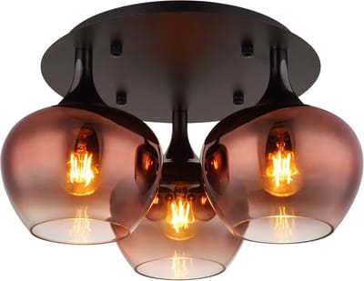 Plafondlamp MAXY ø45CM E27 Matt zwart 3-Lichts Koper