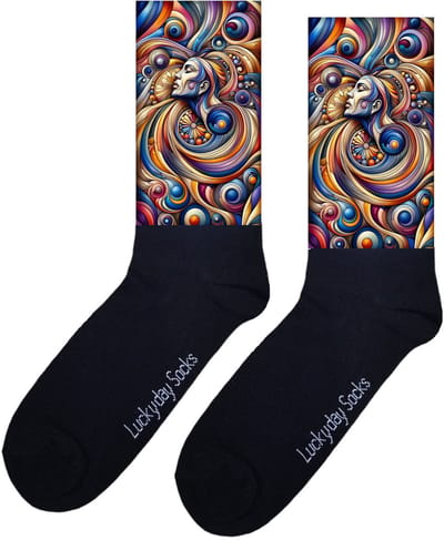 Geometrisch - Valentijns Cadeau - Kleurige sokken - Grappige sokken - Leuke sokken - Hem Haar sokken - Vrolijke sokken - Sint cadeau - Vaderdag - Moederdag - Verjaardag cadeau - Kerst cadeau - Leuk Cadeau - Gezicht - Socks maken Happy - 37-44