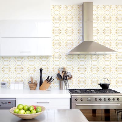 Zelfklevende tegelmuurstickers voor keuken en badkamer - 60 chique gouden marmerlook tegelstickers - 60 stickers 15x15cm