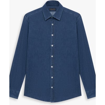 Brooks Brothers Classic Collar Denim Shirt Blue Maat: M | Casual Overhemden Outlet | Heren | Blauw