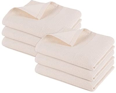 Kwaliteits Waffle Weave Theedoek | Super absorberende en sneldrogende Keuken- en Barhanddoeken (Pack van 6) - Beige - 45 x 70 cm