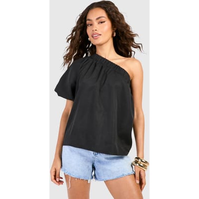 boohoo Dames One Shoulder Blouse | Zwart | Maat: 34