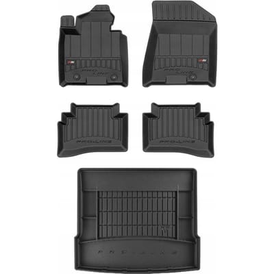 Frogum ProLine Luxe Voordeelset - Premium Automatenset + Kofferbakmat - Geschikt voor Hyundai Tucson III (2015-2020) - Lage laadvloer - TPE Rubber - Zwart