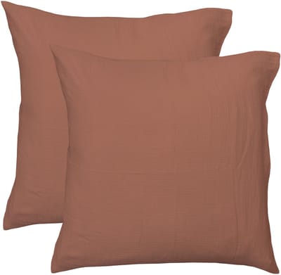Matt & Rose Set Kussenslopen Terracotta - (2x) 65 x 65 cm - Mousseline Katoen