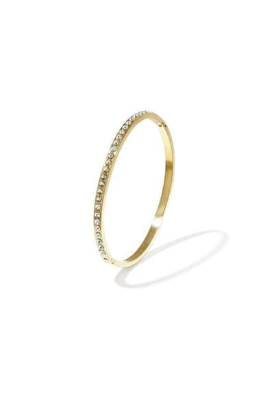 Dames Bangle met rij steentjes - Verkleurt niet - Cadeau - Goudlief.nl