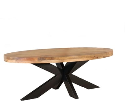 Salontafel ovaal mangohout 140cm Jimmy lichtbruin duurzaam hout mango ovale bijzettafel
