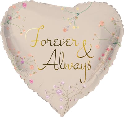 Folat - Folieballon Hartvormig Forever and Always - 45 cm - Valentijnsdag versiering - Valentijnsdag cadeau - valentijnsdag