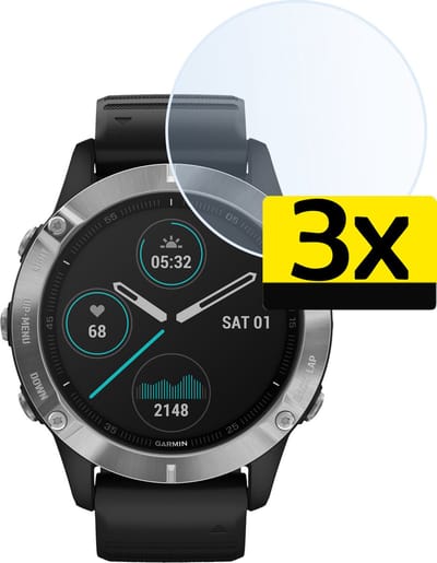Screenprotector - 3 Stuks - Geschikt voor Garmin Fenix 6 - Sterk & Shockproof - Tempered Glass - Beschermglas Screen Cover - Gehard Glas - Bescherm Protector voor Smartwatch