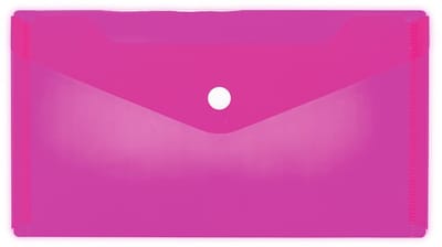 HERMA 20039 documententas DIN lang transparant roze, kleine transparante envelop met drukknoopsluiting, kunststof envelop voor school, universiteit, kantoor, reizen