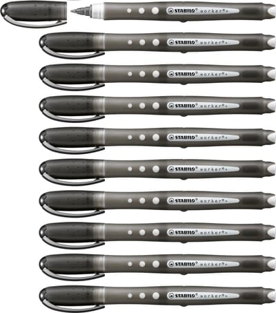 STABILO worker+ colorful - Rollerball Pen 0.5 mm - Zwart - Doos 10 stuks