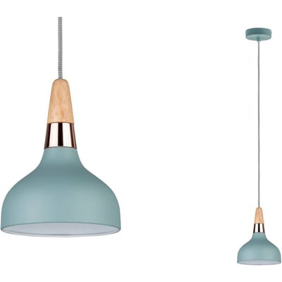 Hanglamp Juna E14 max. 20W Softgroen, Koper, Hout dimbaar Metaal, Hout