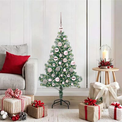 vidaXL - Kunstkerstboom - Sneeuw - Gevlokt - met - LED - Licht - Groen - en - Wit - 120 - cm
