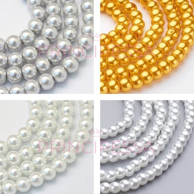 Parels 4mm, Glas – Wit, Parelmoer, Grijs en Goud – Mix van ongeveer 840 kralen – Glasparels – 4mm kralen – Zelf sieraden maken – DIY