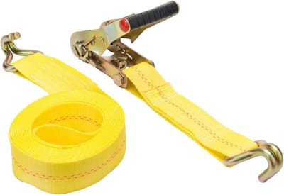 Ratel Spanband - Spanband Ratel - Zware Lasten Zekeren - Dubbele J-haken - 5 cm x 4.8 m - Geel