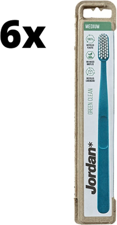 6x Jordan Tandenborstel Green Clean Medium - Voordeelverpakking