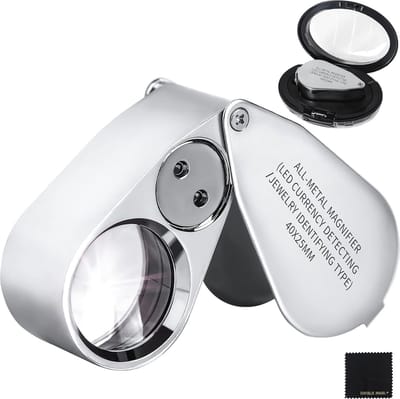 40X Pocket Vergrootglas met LED Verlichting - Draagbaar Handheld Vergrootglas voor Juwelen, Planten en Munten