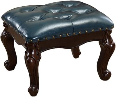 Houten voetenbankje - Leren krukje - Schoenen wisselen - Massief houten frame - 400 pond draagkracht - Bruin