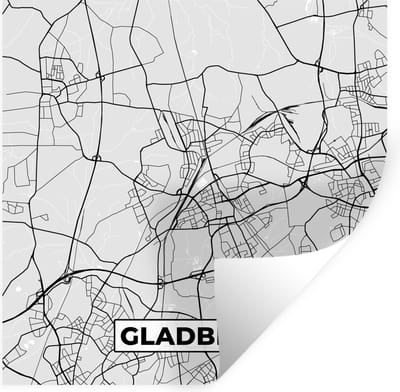 Muurstickers - Sticker Folie - Duitsland - Plattegrond - Gladbeck - Kaart - Stadskaart - 100x100 cm - Plakfolie - Muurstickers Kinderkamer - Zelfklevend Behang XXL - Zelfklevend behangpapier - Stickerfolie