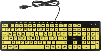 ClearKeys - Slechtzienden toetsenbord - Geel Zwart - Grote letters - QWERTY - ANSI