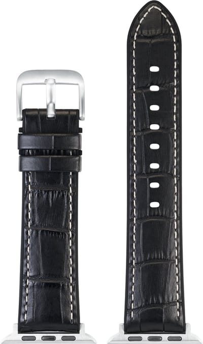 EULIT horlogeband geschikt voor Apple Watch 38/40/41 maat - Serie 1/2/3/4/5/6/7/8/9/10 + SE - eutec belize smart - 20 mm - zwart - edelmetaal gesp zwart - incl. adapter