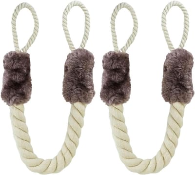 Dailygoods - Selyse 2 stuks deurkoord, klembescherming voor deuren, deurklinkstoppers, katoenen deurstopper voor kinderen en huisdieren, vinger- en klembescherming, 60 cm veiligheidsbescherming (bruin)