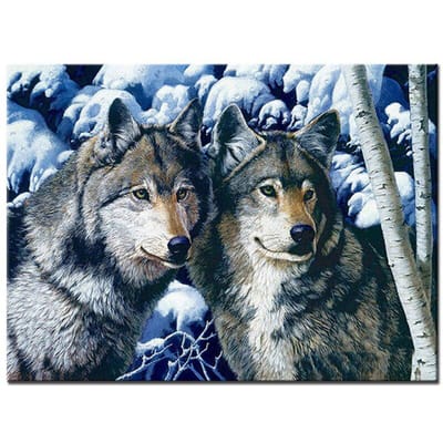 Diamantborduurwerk Sneeuwwolf Liefde Aangepaste Diamantschildering Kruissteek Volledige Boor Huwelijksdecoratie 20X30CM gray