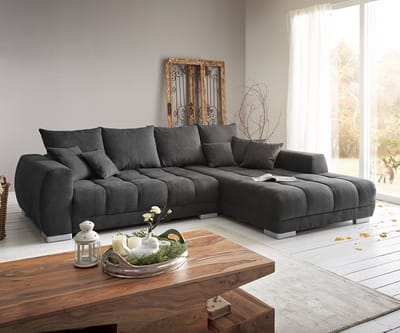 Hoekbank Josea 300x220 cm microvezel zwart Recamiere rechts