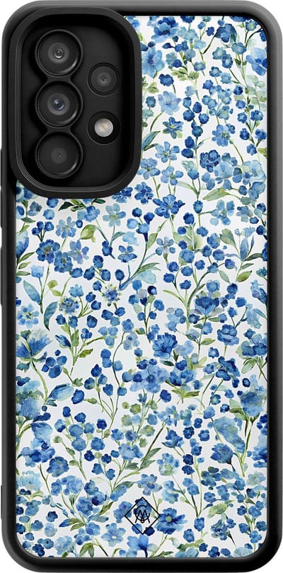 Casimoda® hoesje - Geschikt voor Samsung Galaxy A53 - Vintage Blue Floral - Zwart TPU Backcover - Bloemen - Blauw