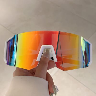 Lunettes de soleil de sport en plein air pour femmes, style vintage, style punk, coupe-vent rouge