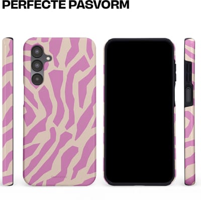 Casetastic hoesje geschikt voor Samsung Galaxy A16 - Dubbellaagse bescherming - Zebra Roze Magenta Flow - Fashion Case - Lila Zand