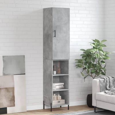 vidaXL - Hoge - kast - 34,5x34x180 - cm - bewerkt - hout - betongrijs