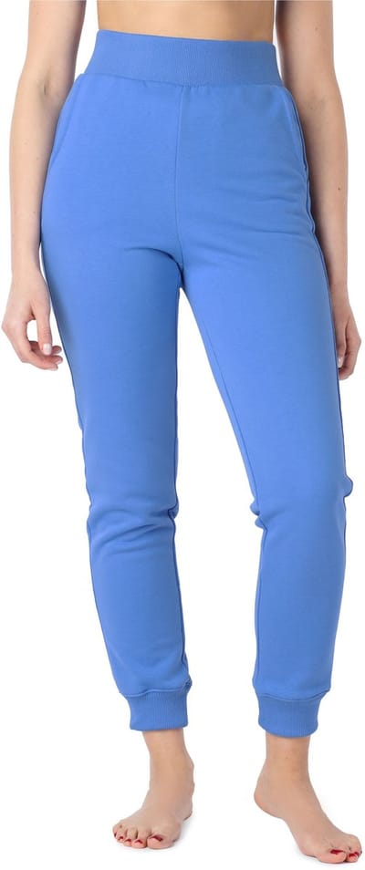Bellivalini – Dames - Sportbroek – Katoenen – Joggingbroek - Lang Hoge Taille - Met Zakken – Blauw – S - BLV-BLV50-209-TR