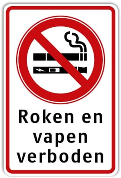 Bord Roken en vapen verboden - Weerbestendig Aluminium - 40x60 cm - Bevestiging: Zonder bevestiging (alleen het bord)